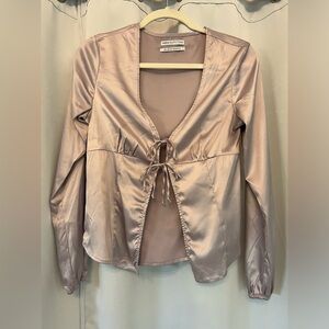 Urban Outfitters tie front long sleeve top